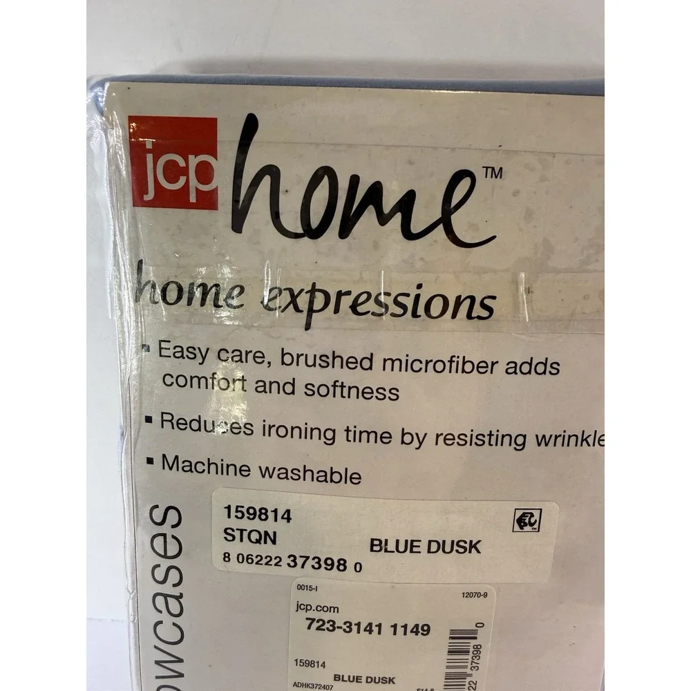 JCP Home Expressions Microfiber Pillowcases Blue Dusk Standard Queen 2-Pack NEW